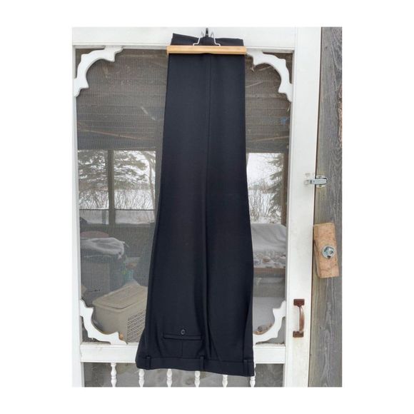 Pronto Uomo Platinum Black Trousers Pants Formal Pleat Front Sz 42 Short - Picture 3 of 6